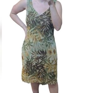 VINTAGE Floral Leaf Print Dress